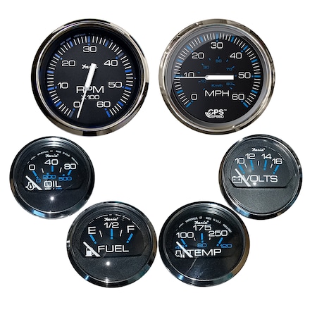Faria Beede Instruments Box Set of 6 Gauges - Speed, Tach, Fuel Level, Voltmeter, Water,  KTF064